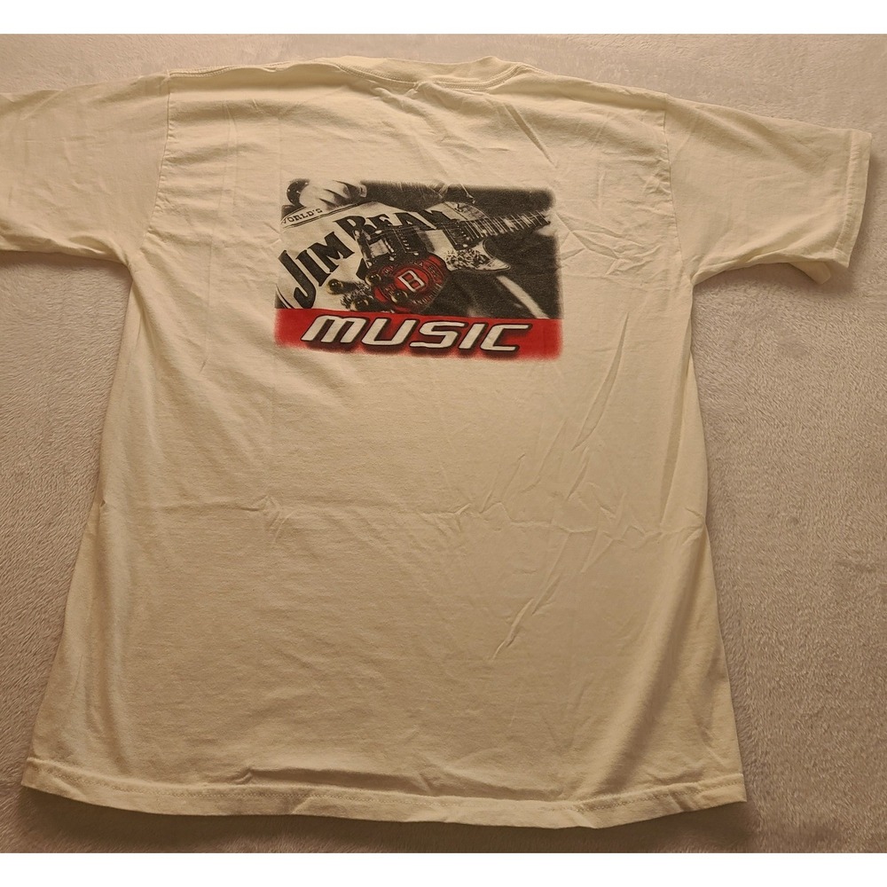 Jim Beam Music Guitar Graphic T-Shirt Men's White Short Sleeve Crew Neck‎ Large